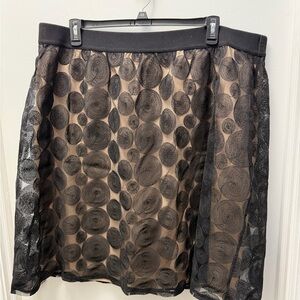 Lane Bryant Black and Tan Circle Pattern A-Line Skirt